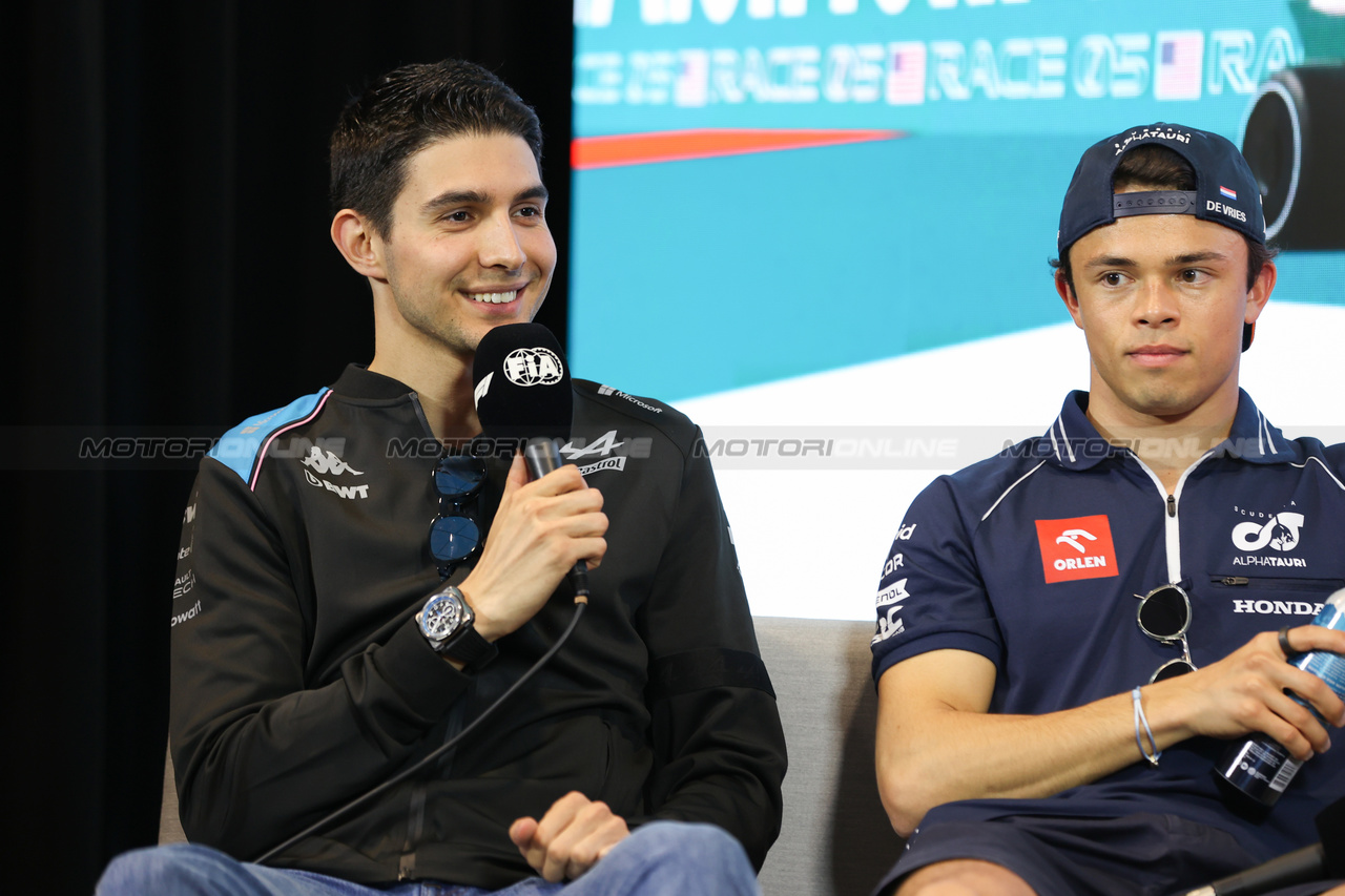 GP MIAMI, Esteban Ocon (FRA) Alpine F1 Team in the FIA Press Conference.

04.05.2023. Formula 1 World Championship, Rd 5, Miami Grand Prix, Miami, Florida, USA, Preparation Day.

- www.xpbimages.com, EMail: requests@xpbimages.com ¬© Copyright: XPB Images