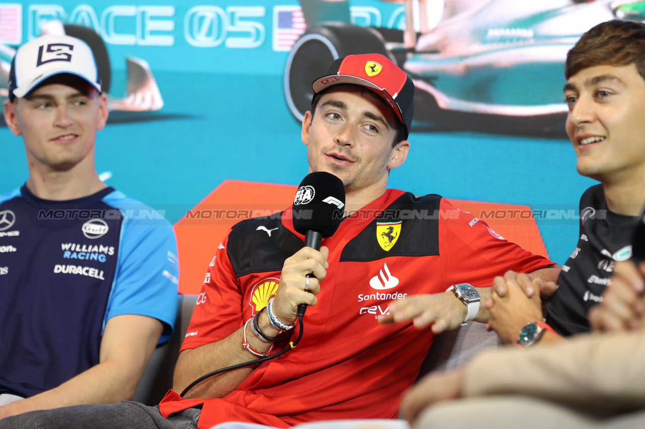 GP MIAMI, Charles Leclerc (MON) Ferrari in the FIA Press Conference.

04.05.2023. Formula 1 World Championship, Rd 5, Miami Grand Prix, Miami, Florida, USA, Preparation Day.

- www.xpbimages.com, EMail: requests@xpbimages.com ¬© Copyright: XPB Images
