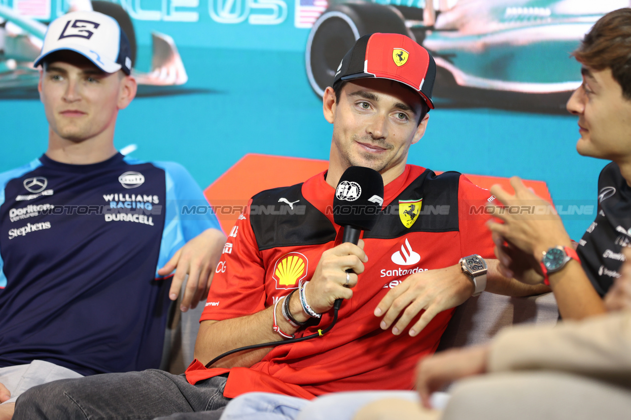 GP MIAMI, Charles Leclerc (MON) Ferrari in the FIA Press Conference.

04.05.2023. Formula 1 World Championship, Rd 5, Miami Grand Prix, Miami, Florida, USA, Preparation Day.

- www.xpbimages.com, EMail: requests@xpbimages.com ¬© Copyright: XPB Images
