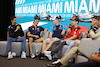 GP MIAMI, (L to R): Esteban Ocon (FRA) Alpine F1 Team; Nyck de Vries (NLD) AlphaTauri; Logan Sargeant (USA) Williams Racing; Charles Leclerc (MON) Ferrari; e George Russell (GBR) Mercedes AMG F1, in the FIA Press Conference.
04.05.2023. Formula 1 World Championship, Rd 5, Miami Grand Prix, Miami, Florida, USA, Preparation Day.
- www.xpbimages.com, EMail: requests@xpbimages.com ¬© Copyright: XPB Images