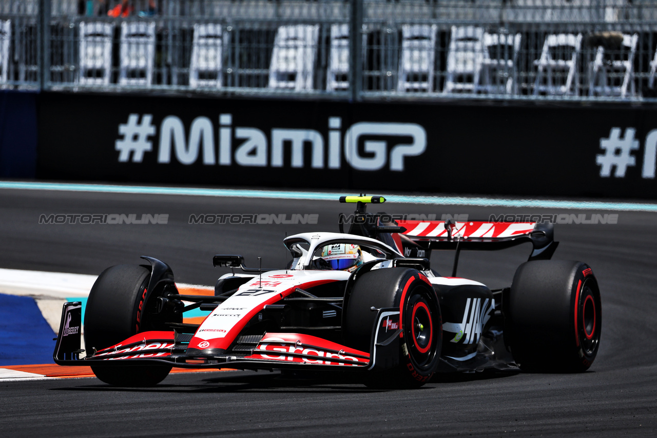 GP MIAMI, Nico Hulkenberg (GER) Haas VF-23.

06.05.2023. Formula 1 World Championship, Rd 5, Miami Grand Prix, Miami, Florida, USA, Qualifiche Day.

- www.xpbimages.com, EMail: requests@xpbimages.com ¬© Copyright: Moy / XPB Images