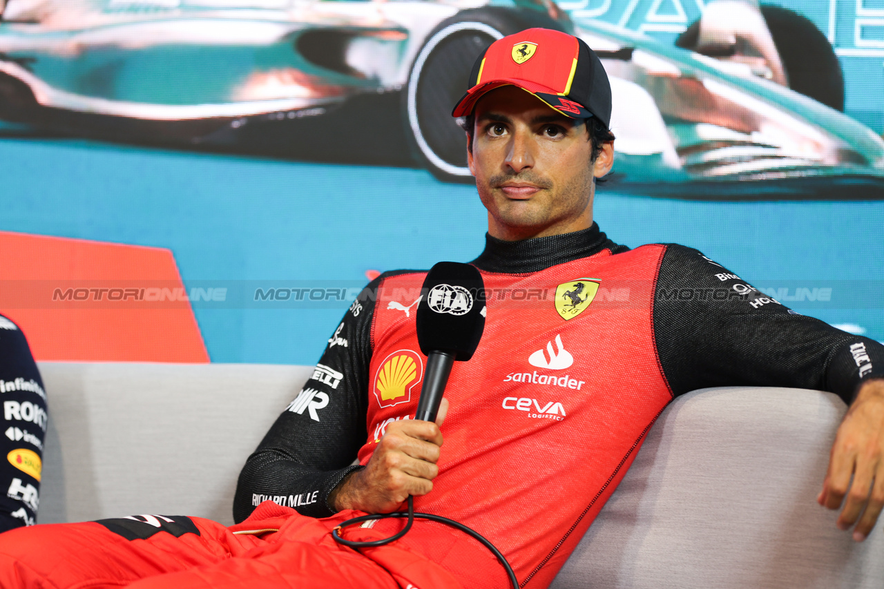 GP MIAMI, Carlos Sainz Jr (ESP) Ferrari in the post qualifying FIA Press Conference.

06.05.2023. Formula 1 World Championship, Rd 5, Miami Grand Prix, Miami, Florida, USA, Qualifiche Day.

- www.xpbimages.com, EMail: requests@xpbimages.com ¬© Copyright: XPB Images