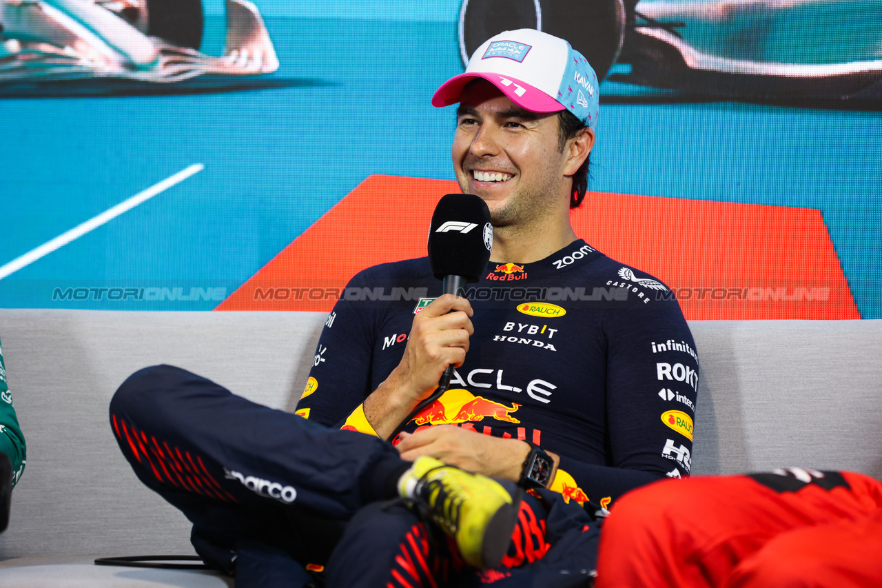 GP MIAMI, Sergio Perez (MEX) Red Bull Racing in the post qualifying FIA Press Conference.

06.05.2023. Formula 1 World Championship, Rd 5, Miami Grand Prix, Miami, Florida, USA, Qualifiche Day.

- www.xpbimages.com, EMail: requests@xpbimages.com ¬© Copyright: XPB Images