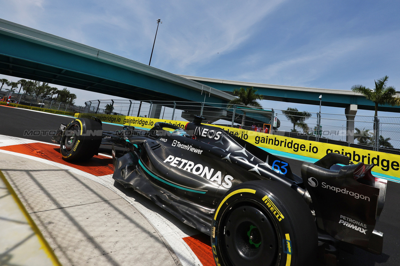 GP MIAMI, George Russell (GBR) Mercedes AMG F1 W14.

05.05.2023. Formula 1 World Championship, Rd 5, Miami Grand Prix, Miami, Florida, USA, Practice Day.

- www.xpbimages.com, EMail: requests@xpbimages.com ¬© Copyright: Bearne / XPB Images