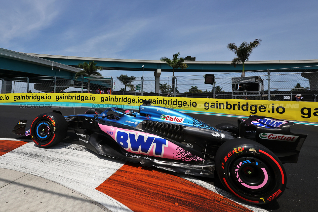 GP MIAMI, Esteban Ocon (FRA) Alpine F1 Team A523.

05.05.2023. Formula 1 World Championship, Rd 5, Miami Grand Prix, Miami, Florida, USA, Practice Day.

- www.xpbimages.com, EMail: requests@xpbimages.com ¬© Copyright: Bearne / XPB Images