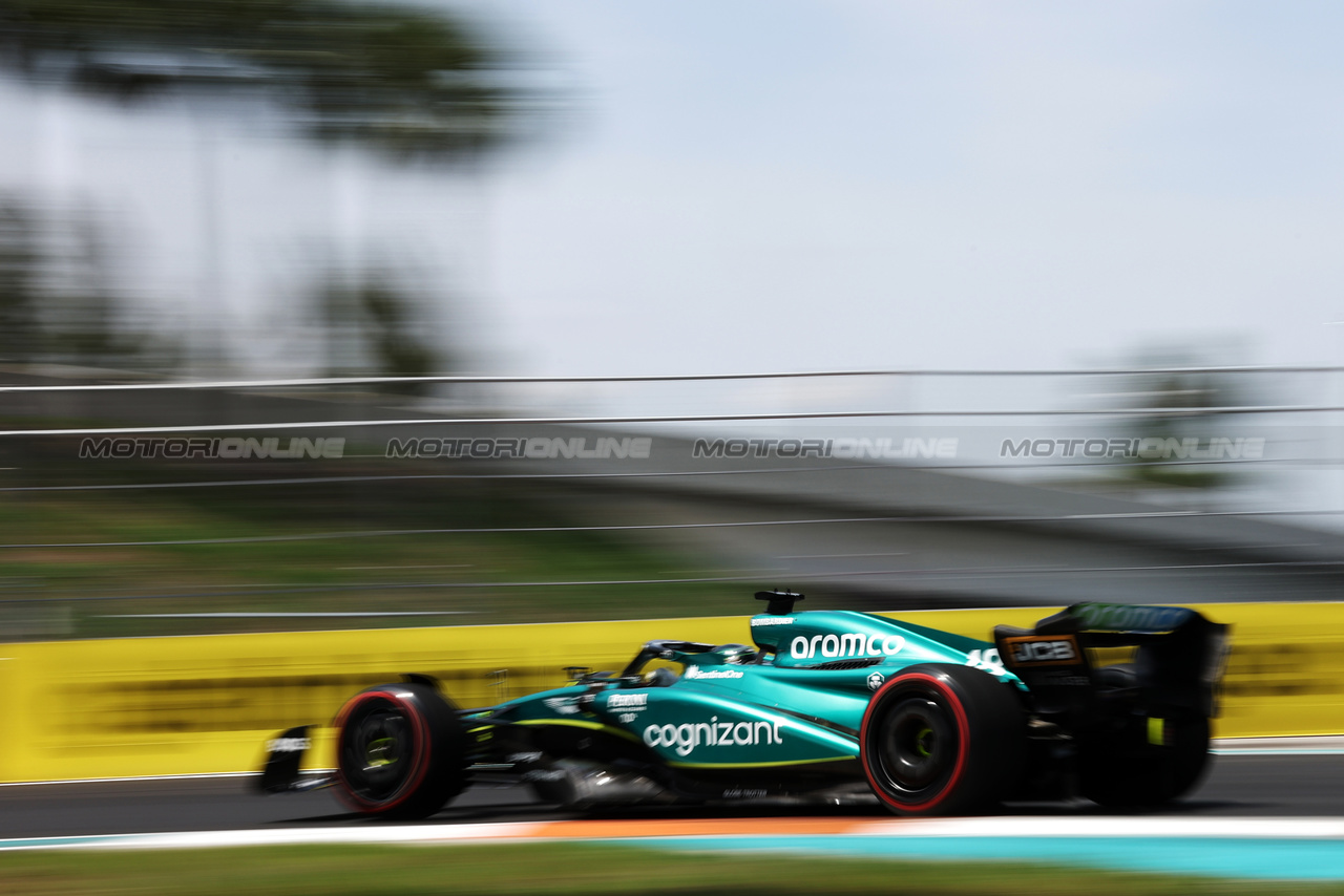 GP MIAMI, Lance Stroll (CDN) Aston Martin F1 Team AMR23.

05.05.2023. Formula 1 World Championship, Rd 5, Miami Grand Prix, Miami, Florida, USA, Practice Day.

- www.xpbimages.com, EMail: requests@xpbimages.com ¬© Copyright: Bearne / XPB Images