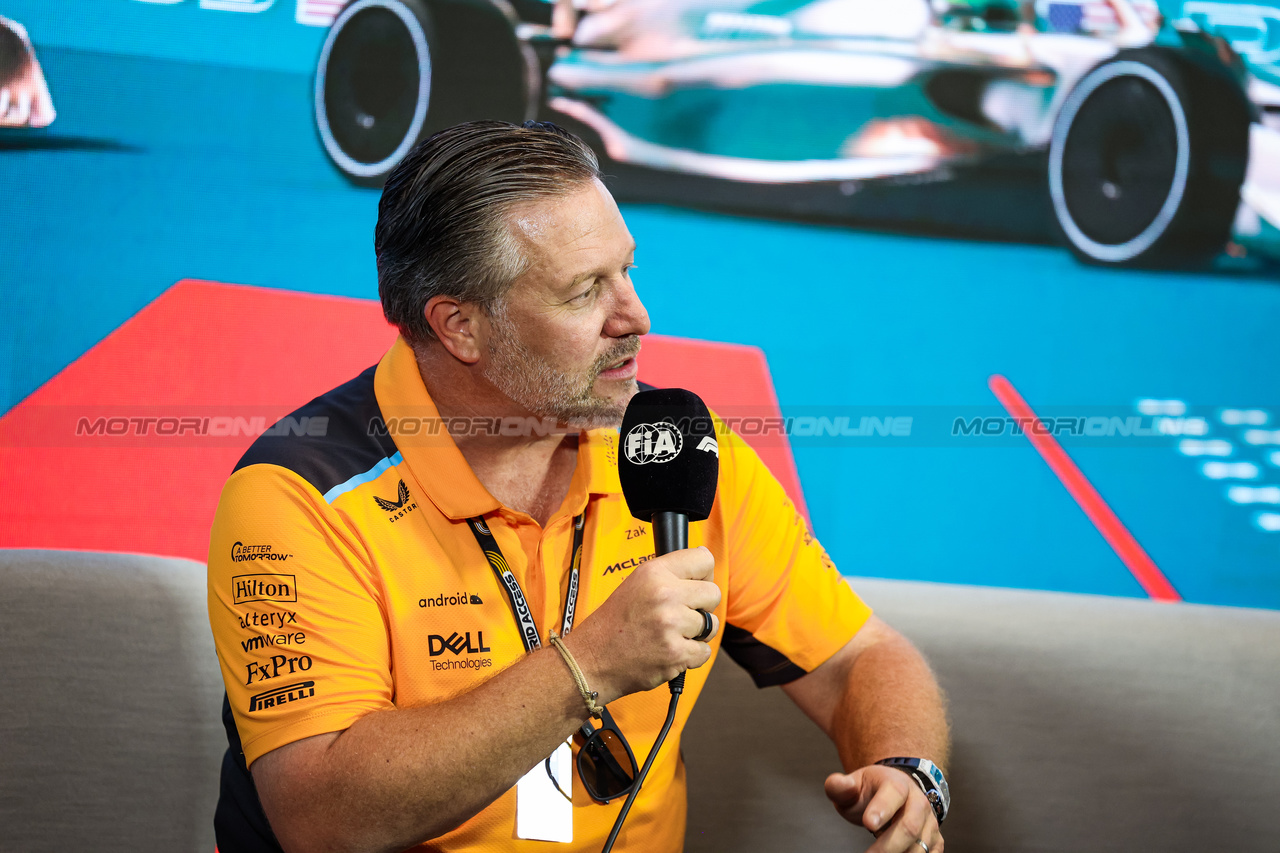 GP MIAMI, Zak Brown (USA) McLaren Executive Director in the FIA Press Conference.

05.05.2023. Formula 1 World Championship, Rd 5, Miami Grand Prix, Miami, Florida, USA, Practice Day.

- www.xpbimages.com, EMail: requests@xpbimages.com ¬© Copyright: XPB Images