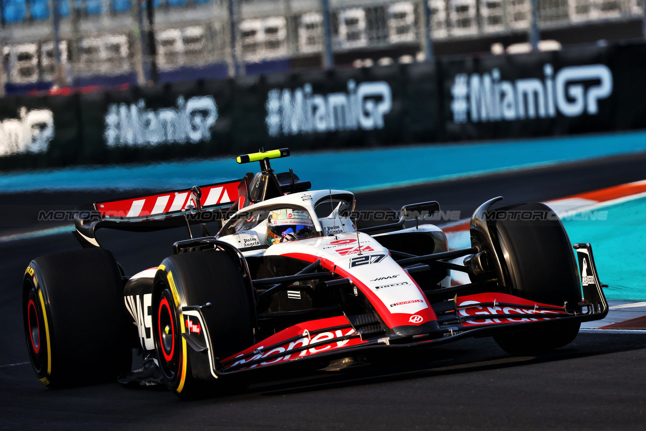GP MIAMI, Nico Hulkenberg (GER) Haas VF-23.

05.05.2023. Formula 1 World Championship, Rd 5, Miami Grand Prix, Miami, Florida, USA, Practice Day.

- www.xpbimages.com, EMail: requests@xpbimages.com ¬© Copyright: Batchelor / XPB Images