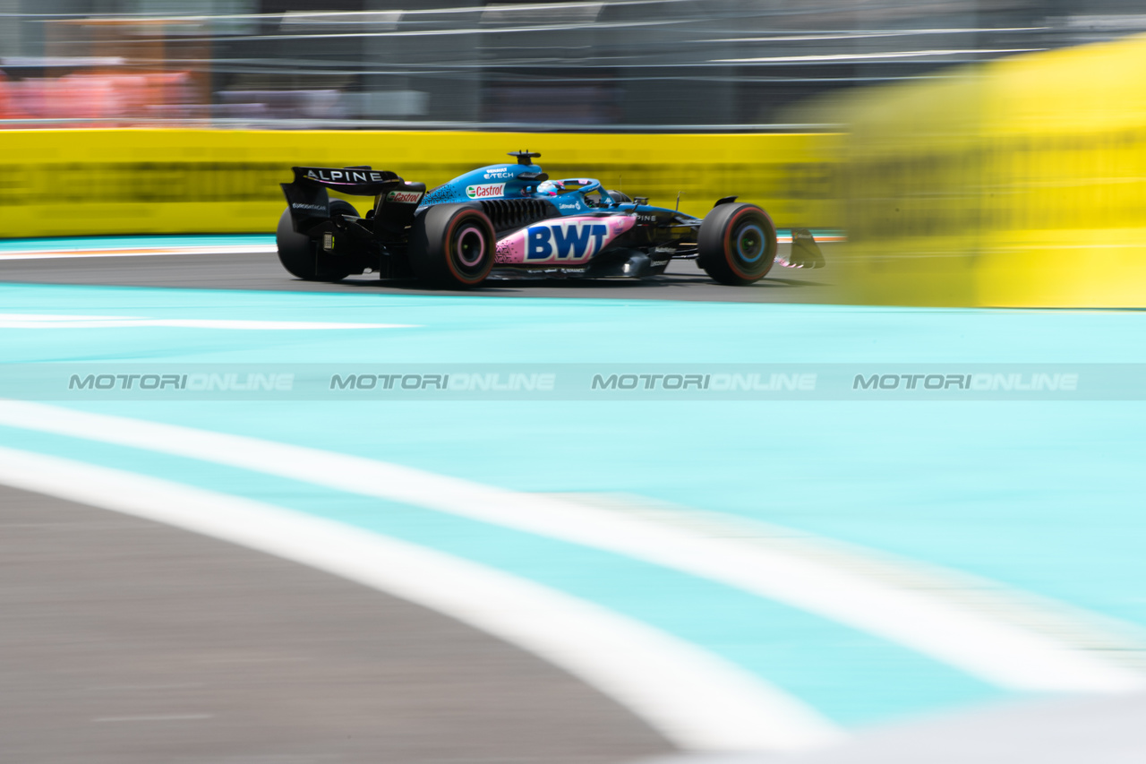 GP MIAMI, Esteban Ocon (FRA) Alpine F1 Team A523.

05.05.2023. Formula 1 World Championship, Rd 5, Miami Grand Prix, Miami, Florida, USA, Practice Day.

- www.xpbimages.com, EMail: requests@xpbimages.com ¬© Copyright: Price / XPB Images
