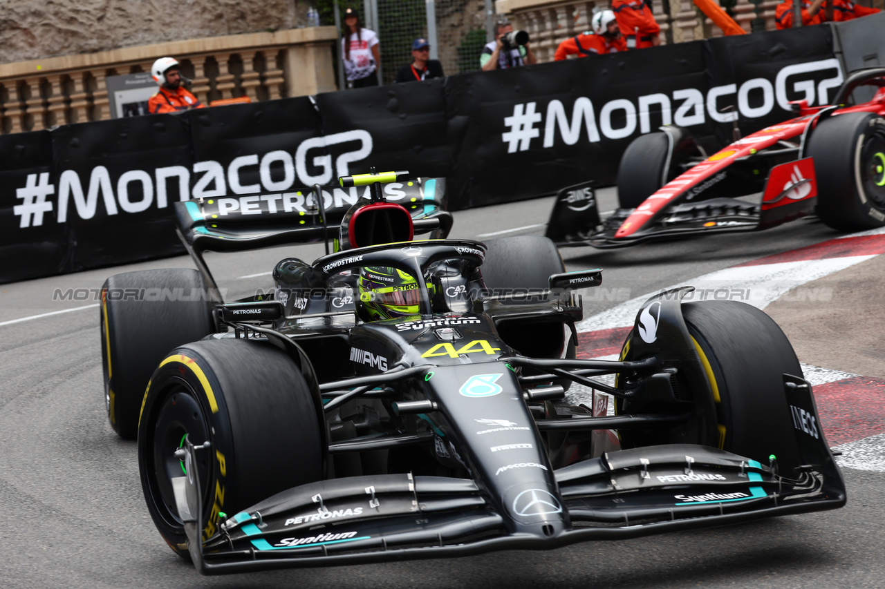 GP MONACO, Lewis Hamilton (GBR) Mercedes AMG F1 W14.

28.05.2023. Formula 1 World Championship, Rd 7, Monaco Grand Prix, Monte Carlo, Monaco, Gara Day.

- www.xpbimages.com, EMail: requests@xpbimages.com ¬© Copyright: Batchelor / XPB Images