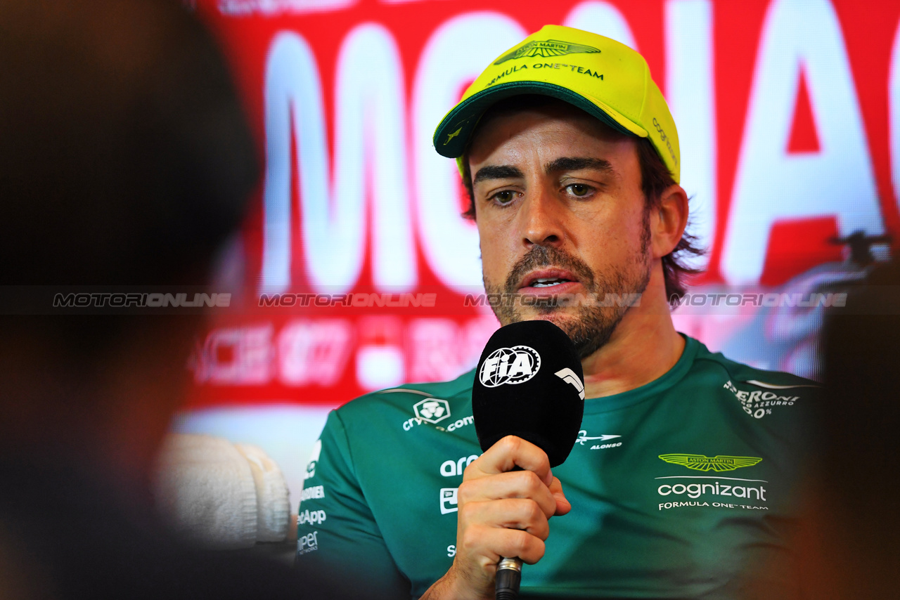 GP MONACO, Fernando Alonso (ESP) Aston Martin F1 Team in the post race FIA Press Conference.

28.05.2023. Formula 1 World Championship, Rd 7, Monaco Grand Prix, Monte Carlo, Monaco, Gara Day.

- www.xpbimages.com, EMail: requests@xpbimages.com ¬© Copyright: Moy / XPB Images