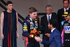 GP MONACO, Gara winner Max Verstappen (NLD) Red Bull Racing celebrates on the podium with Mohammed Bin Sulayem (UAE) FIA President.
28.05.2023. Formula 1 World Championship, Rd 7, Monaco Grand Prix, Monte Carlo, Monaco, Gara Day.
- www.xpbimages.com, EMail: requests@xpbimages.com ¬© Copyright: Batchelor / XPB Images