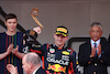 GP MONACO, Gara winner Max Verstappen (NLD) Red Bull Racing celebrates on the podium.
28.05.2023. Formula 1 World Championship, Rd 7, Monaco Grand Prix, Monte Carlo, Monaco, Gara Day.
- www.xpbimages.com, EMail: requests@xpbimages.com ¬© Copyright: Batchelor / XPB Images