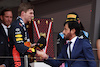 GP MONACO, Gara winner Max Verstappen (NLD) Red Bull Racing on the podium with Mohammed Bin Sulayem (UAE) FIA President.
28.05.2023. Formula 1 World Championship, Rd 7, Monaco Grand Prix, Monte Carlo, Monaco, Gara Day.
- www.xpbimages.com, EMail: requests@xpbimages.com ¬© Copyright: Bearne / XPB Images