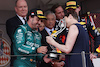 GP MONACO, Fernando Alonso (ESP) Aston Martin F1 Team celebrates his second position on the podium with Princess Charlene of Monaco.
28.05.2023. Formula 1 World Championship, Rd 7, Monaco Grand Prix, Monte Carlo, Monaco, Gara Day.
- www.xpbimages.com, EMail: requests@xpbimages.com ¬© Copyright: Bearne / XPB Images