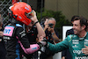 GP MONACO, Esteban Ocon (FRA) Alpine F1 Team celebrates his third position in parc ferme with second placed Fernando Alonso (ESP) Aston Martin F1 Team.
28.05.2023. Formula 1 World Championship, Rd 7, Monaco Grand Prix, Monte Carlo, Monaco, Gara Day.
- www.xpbimages.com, EMail: requests@xpbimages.com ¬© Copyright: Bearne / XPB Images