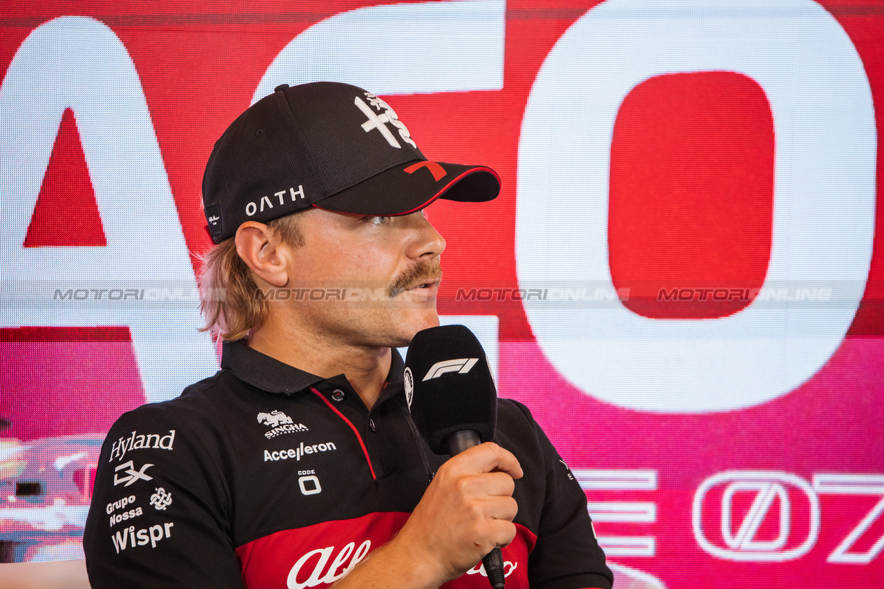 GP MONACO, Valtteri Bottas (FIN) Alfa Romeo F1 Team in the FIA Press Conference.

25.05.2023. Formula 1 World Championship, Rd 7, Monaco Grand Prix, Monte Carlo, Monaco, Preparation Day.

- www.xpbimages.com, EMail: requests@xpbimages.com ¬© Copyright: Bearne / XPB Images