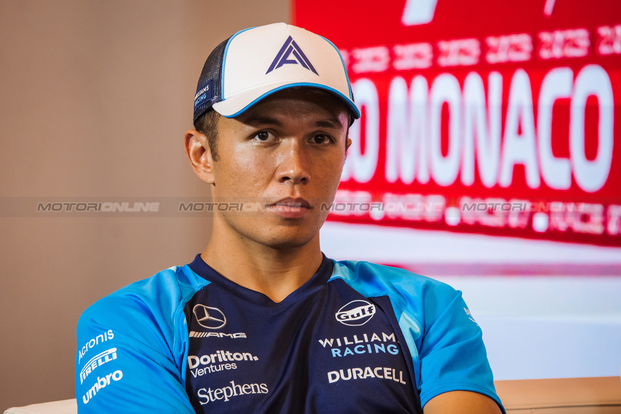 GP MONACO, Alexander Albon (THA) Williams Racing in the FIA Press Conference.

25.05.2023. Formula 1 World Championship, Rd 7, Monaco Grand Prix, Monte Carlo, Monaco, Preparation Day.

- www.xpbimages.com, EMail: requests@xpbimages.com ¬© Copyright: Bearne / XPB Images