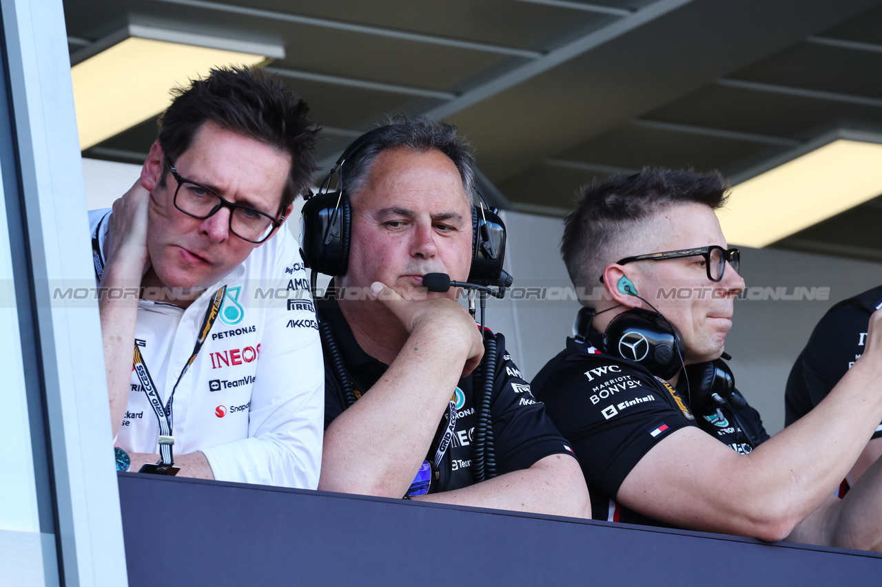 GP MONACO, (L to R): Andrew Shovlin (GBR) Mercedes AMG F1 Trackside Engineering Director with Ron Meadows (GBR) Mercedes AMG F1 Team Manager e Peter Bonnington (GBR) Mercedes AMG F1 Gara Engineer.

25.05.2023. Formula 1 World Championship, Rd 7, Monaco Grand Prix, Monte Carlo, Monaco, Preparation Day.

- www.xpbimages.com, EMail: requests@xpbimages.com ¬© Copyright: Batchelor / XPB Images