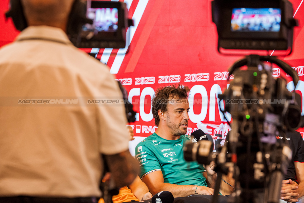 GP MONACO, Fernando Alonso (ESP) Aston Martin F1 Team in the FIA Press Conference.

25.05.2023. Formula 1 World Championship, Rd 7, Monaco Grand Prix, Monte Carlo, Monaco, Preparation Day.

- www.xpbimages.com, EMail: requests@xpbimages.com ¬© Copyright: Bearne / XPB Images