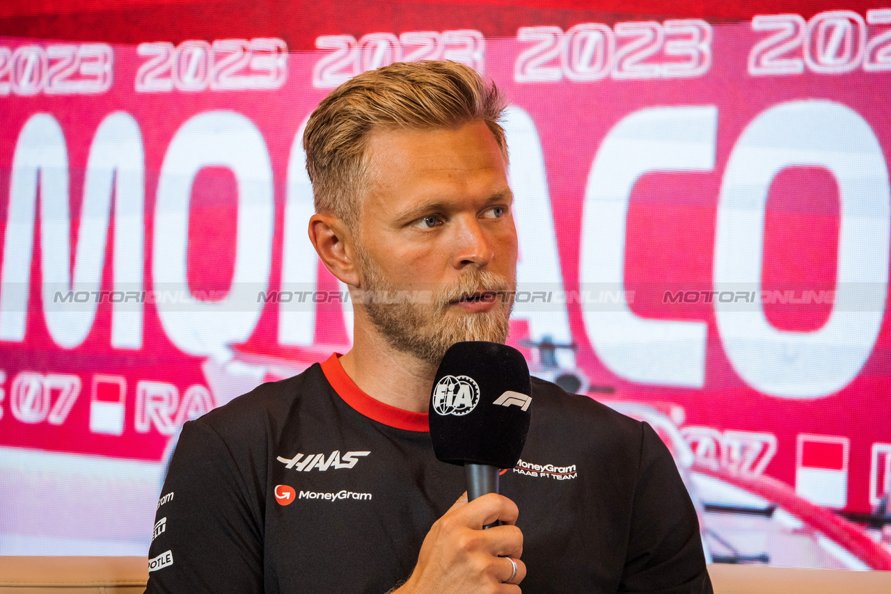 GP MONACO, Kevin Magnussen (DEN) Haas F1 Team in the FIA Press Conference.

25.05.2023. Formula 1 World Championship, Rd 7, Monaco Grand Prix, Monte Carlo, Monaco, Preparation Day.

- www.xpbimages.com, EMail: requests@xpbimages.com ¬© Copyright: Bearne / XPB Images