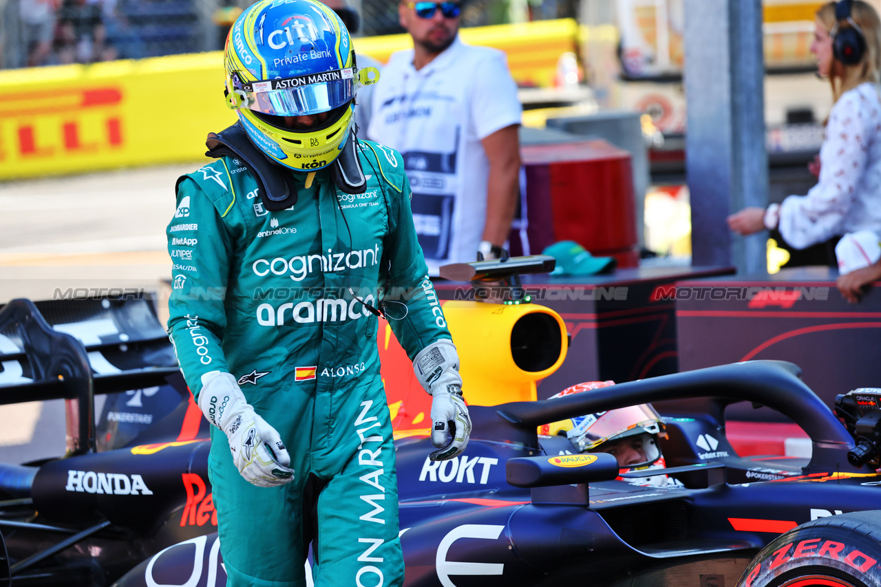 GP MONACO, Second placed Fernando Alonso (ESP) Aston Martin F1 Team in qualifying parc ferme.

27.05.2023. Formula 1 World Championship, Rd 7, Monaco Grand Prix, Monte Carlo, Monaco, Qualifiche Day.

- www.xpbimages.com, EMail: requests@xpbimages.com ¬© Copyright: Batchelor / XPB Images