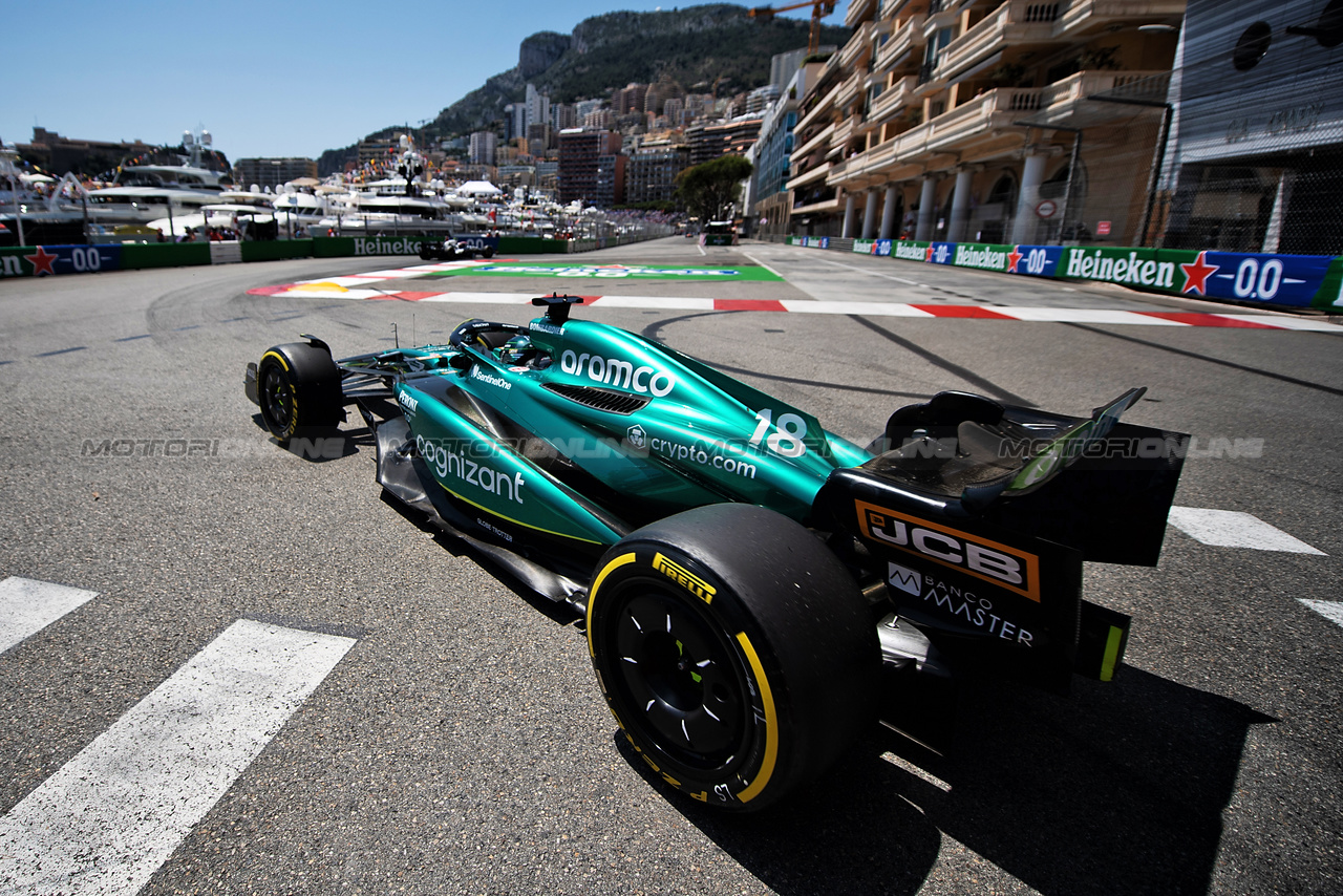 GP MONACO, Lance Stroll (CDN) Aston Martin F1 Team AMR23.

26.05.2023. Formula 1 World Championship, Rd 7, Monaco Grand Prix, Monte Carlo, Monaco, Practice Day.

- www.xpbimages.com, EMail: requests@xpbimages.com ¬© Copyright: Price / XPB Images