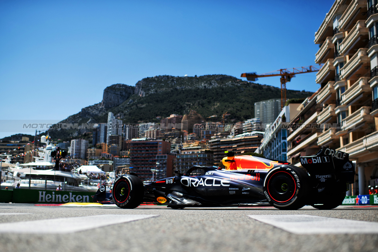 GP MONACO, Sergio Perez (MEX) Red Bull Racing RB19.

26.05.2023. Formula 1 World Championship, Rd 7, Monaco Grand Prix, Monte Carlo, Monaco, Practice Day.

- www.xpbimages.com, EMail: requests@xpbimages.com ¬© Copyright: Price / XPB Images