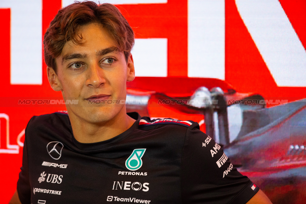 GP OLANDA, George Russell (GBR) Mercedes AMG F1 in the FIA Press Conference.

24.08.2023. Formula 1 World Championship, Rd 14, Dutch Grand Prix, Zandvoort, Netherlands, Preparation Day.

- www.xpbimages.com, EMail: requests@xpbimages.com © Copyright: XPB Images