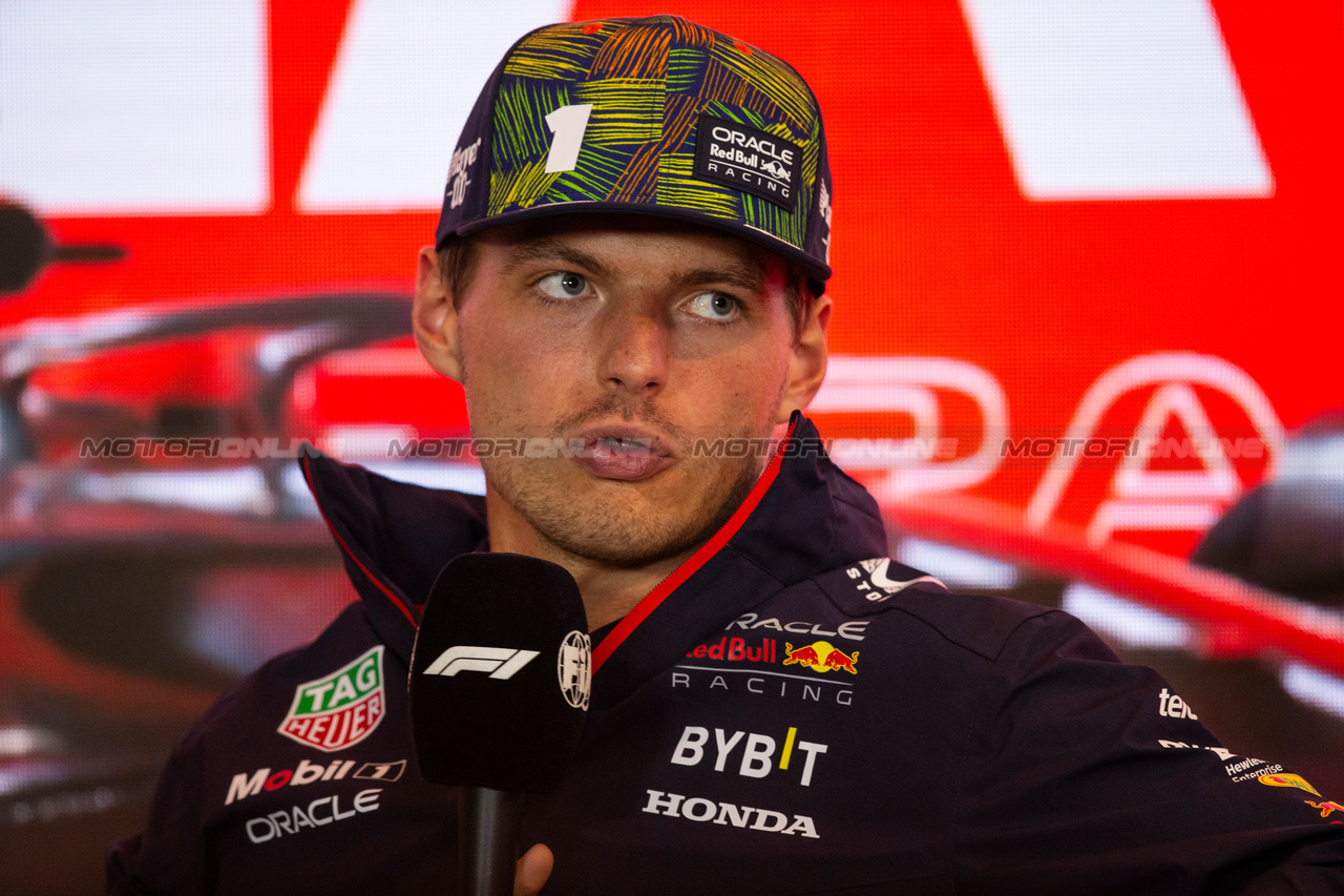 GP OLANDA, Max Verstappen (NLD) Red Bull Racing in the FIA Press Conference.

24.08.2023. Formula 1 World Championship, Rd 14, Dutch Grand Prix, Zandvoort, Netherlands, Preparation Day.

- www.xpbimages.com, EMail: requests@xpbimages.com © Copyright: XPB Images
