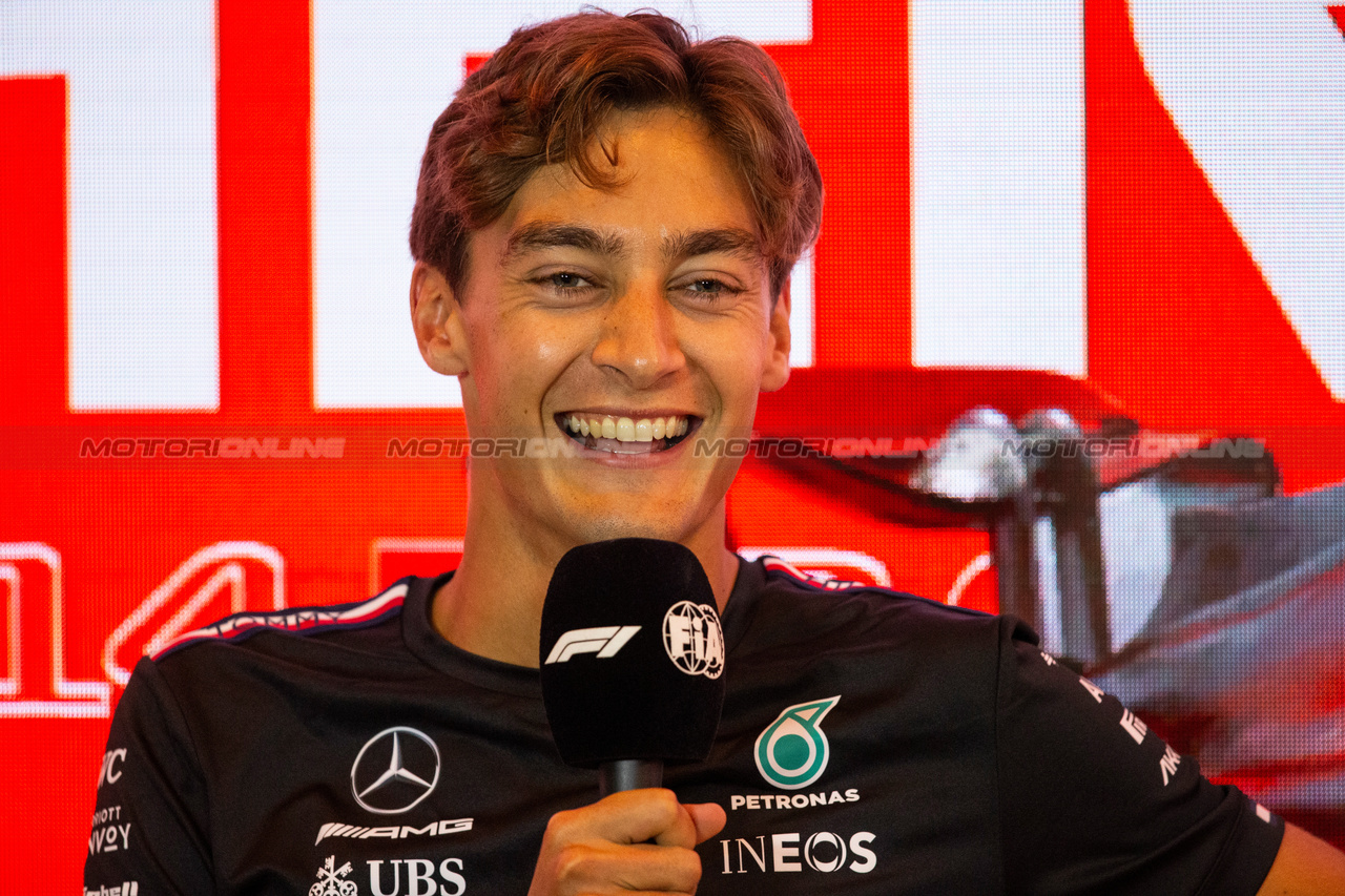 GP OLANDA, George Russell (GBR) Mercedes AMG F1 in the FIA Press Conference.

24.08.2023. Formula 1 World Championship, Rd 14, Dutch Grand Prix, Zandvoort, Netherlands, Preparation Day.

- www.xpbimages.com, EMail: requests@xpbimages.com © Copyright: XPB Images