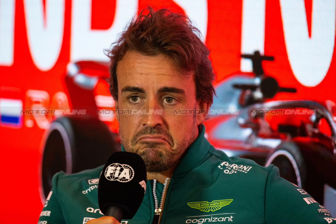 GP OLANDA, Fernando Alonso (ESP) Aston Martin F1 Team in the FIA Press Conference.

24.08.2023. Formula 1 World Championship, Rd 14, Dutch Grand Prix, Zandvoort, Netherlands, Preparation Day.

- www.xpbimages.com, EMail: requests@xpbimages.com © Copyright: XPB Images