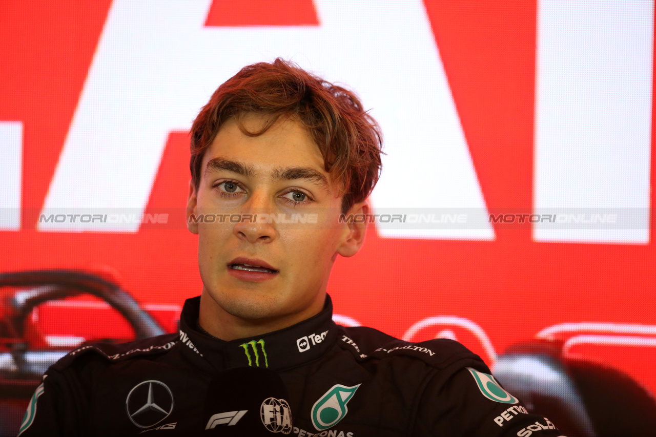 GP OLANDA, George Russell (GBR) Mercedes AMG F1 in the post qualifying FIA Press Conference.

26.08.2023. Formula 1 World Championship, Rd 14, Dutch Grand Prix, Zandvoort, Netherlands, Qualifiche Day.

- www.xpbimages.com, EMail: requests@xpbimages.com © Copyright: XPB Images
