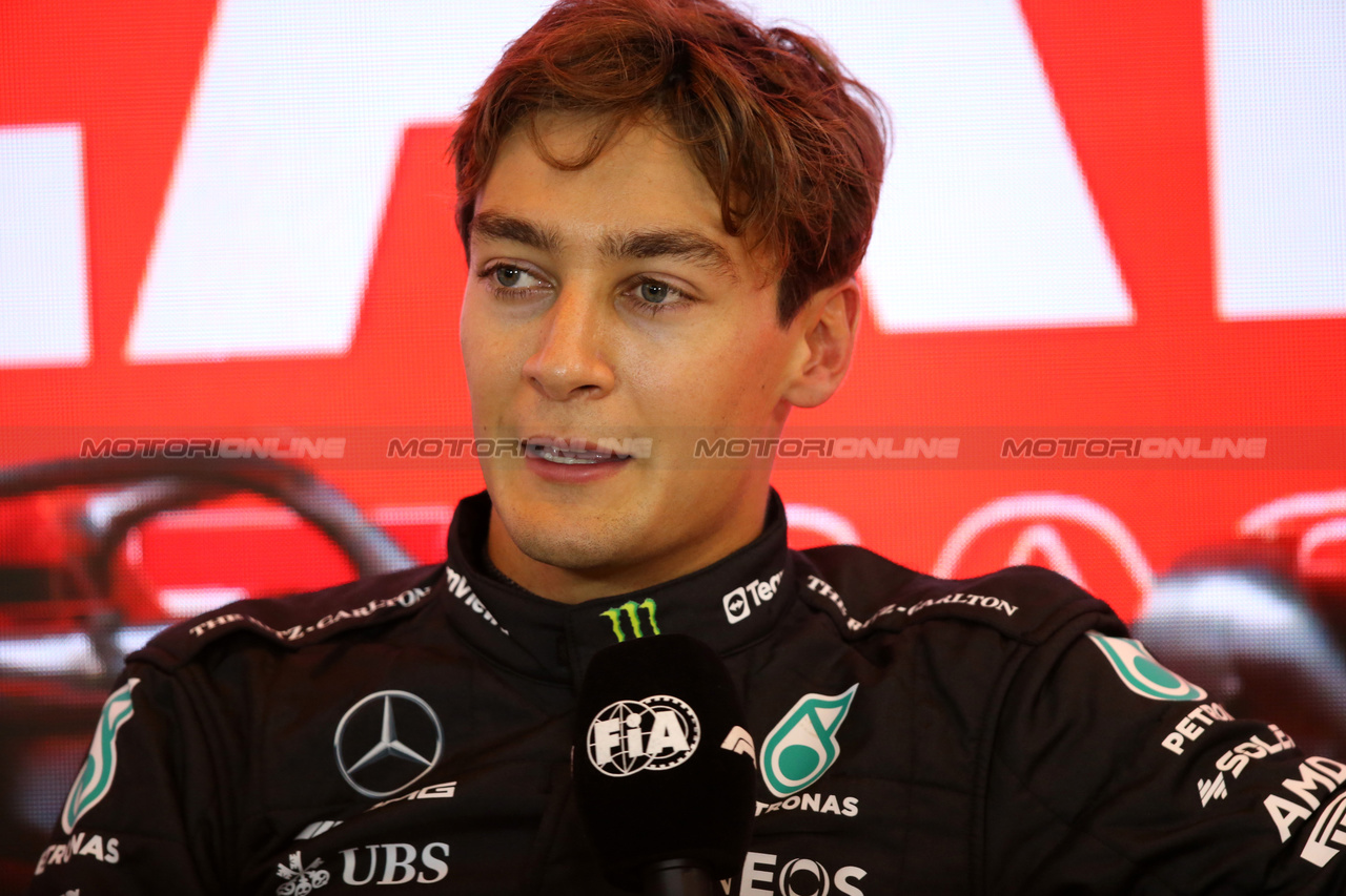 GP OLANDA, George Russell (GBR) Mercedes AMG F1 in the post qualifying FIA Press Conference.

26.08.2023. Formula 1 World Championship, Rd 14, Dutch Grand Prix, Zandvoort, Netherlands, Qualifiche Day.

- www.xpbimages.com, EMail: requests@xpbimages.com © Copyright: XPB Images