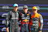 GP OLANDA, Qualifiche top three in parc ferme (L to R): George Russell (GBR) Mercedes AMG F1, third; Max Verstappen (NLD) Red Bull Racing, pole position; Lando Norris (GBR) McLaren, second.
26.08.2023. Formula 1 World Championship, Rd 14, Dutch Grand Prix, Zandvoort, Netherlands, Qualifiche Day.
- www.xpbimages.com, EMail: requests@xpbimages.com © Copyright: Bearne / XPB Images