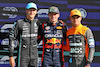 GP OLANDA, Qualifiche top three in parc ferme (L to R): George Russell (GBR) Mercedes AMG F1, third; Max Verstappen (NLD) Red Bull Racing, pole position; Lando Norris (GBR) McLaren, second.
26.08.2023. Formula 1 World Championship, Rd 14, Dutch Grand Prix, Zandvoort, Netherlands, Qualifiche Day.
- www.xpbimages.com, EMail: requests@xpbimages.com © Copyright: Bearne / XPB Images