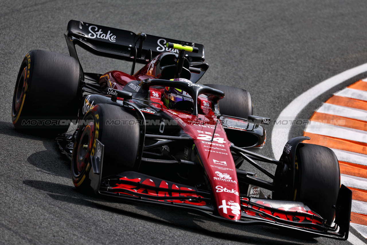 GP OLANDA, Zhou Guanyu (CHN) Alfa Romeo F1 Team C43.

25.08.2023. Formula 1 World Championship, Rd 14, Dutch Grand Prix, Zandvoort, Netherlands, Practice Day.

 - www.xpbimages.com, EMail: requests@xpbimages.com © Copyright: Coates / XPB Images