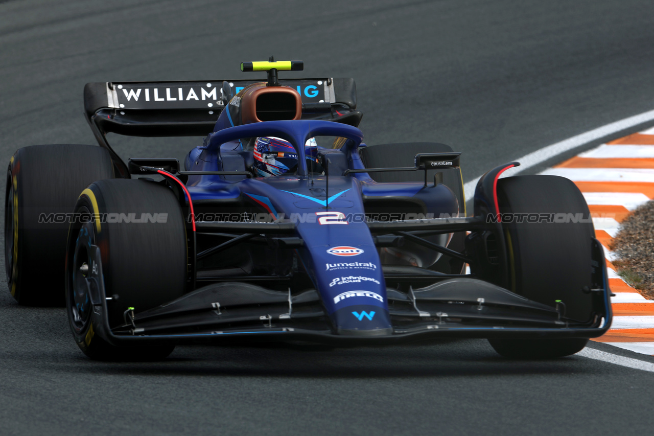 GP OLANDA, Logan Sargeant (USA) Williams Racing FW45.

25.08.2023. Formula 1 World Championship, Rd 14, Dutch Grand Prix, Zandvoort, Netherlands, Practice Day.

 - www.xpbimages.com, EMail: requests@xpbimages.com © Copyright: Staley / XPB Images