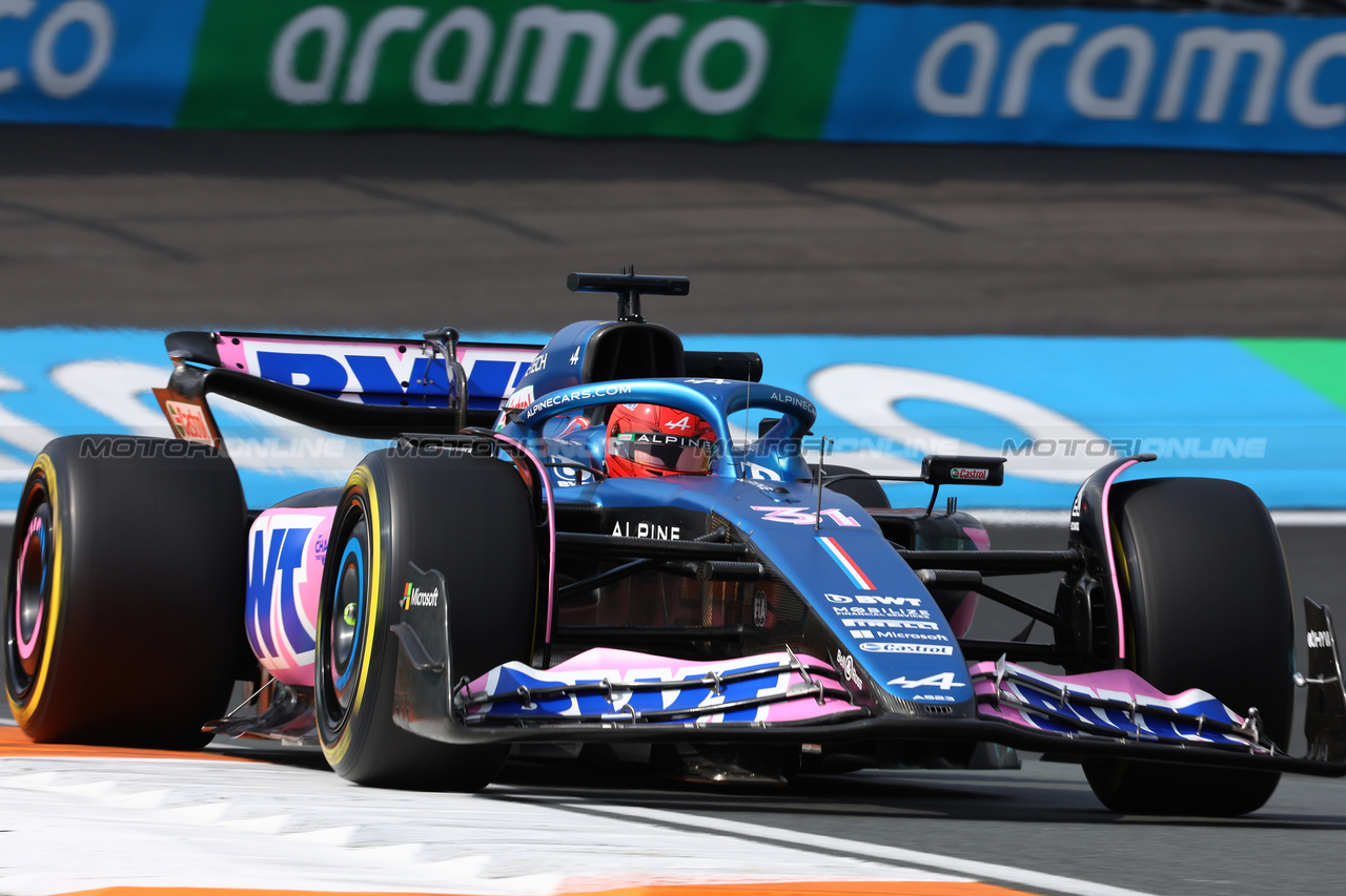 GP OLANDA, Esteban Ocon (FRA) Alpine F1 Team A523.

25.08.2023. Formula 1 World Championship, Rd 14, Dutch Grand Prix, Zandvoort, Netherlands, Practice Day.

- www.xpbimages.com, EMail: requests@xpbimages.com © Copyright: Miltenburg / XPB Images