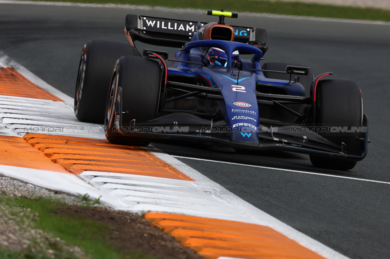 GP OLANDA, Logan Sargeant (USA) Williams Racing FW45.

25.08.2023. Formula 1 World Championship, Rd 14, Dutch Grand Prix, Zandvoort, Netherlands, Practice Day.

 - www.xpbimages.com, EMail: requests@xpbimages.com © Copyright: Coates / XPB Images