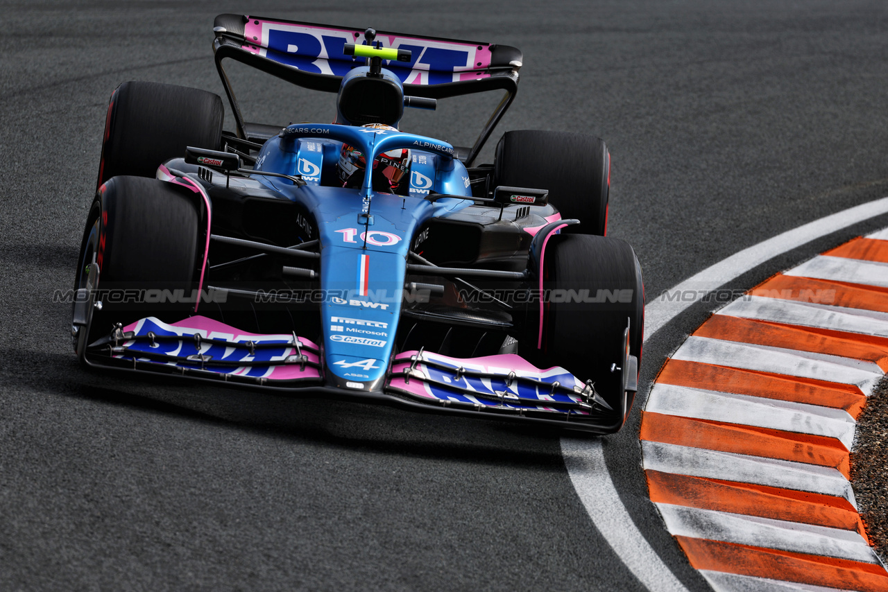 GP OLANDA, Pierre Gasly (FRA) Alpine F1 Team A523.

25.08.2023. Formula 1 World Championship, Rd 14, Dutch Grand Prix, Zandvoort, Netherlands, Practice Day.

 - www.xpbimages.com, EMail: requests@xpbimages.com © Copyright: Coates / XPB Images