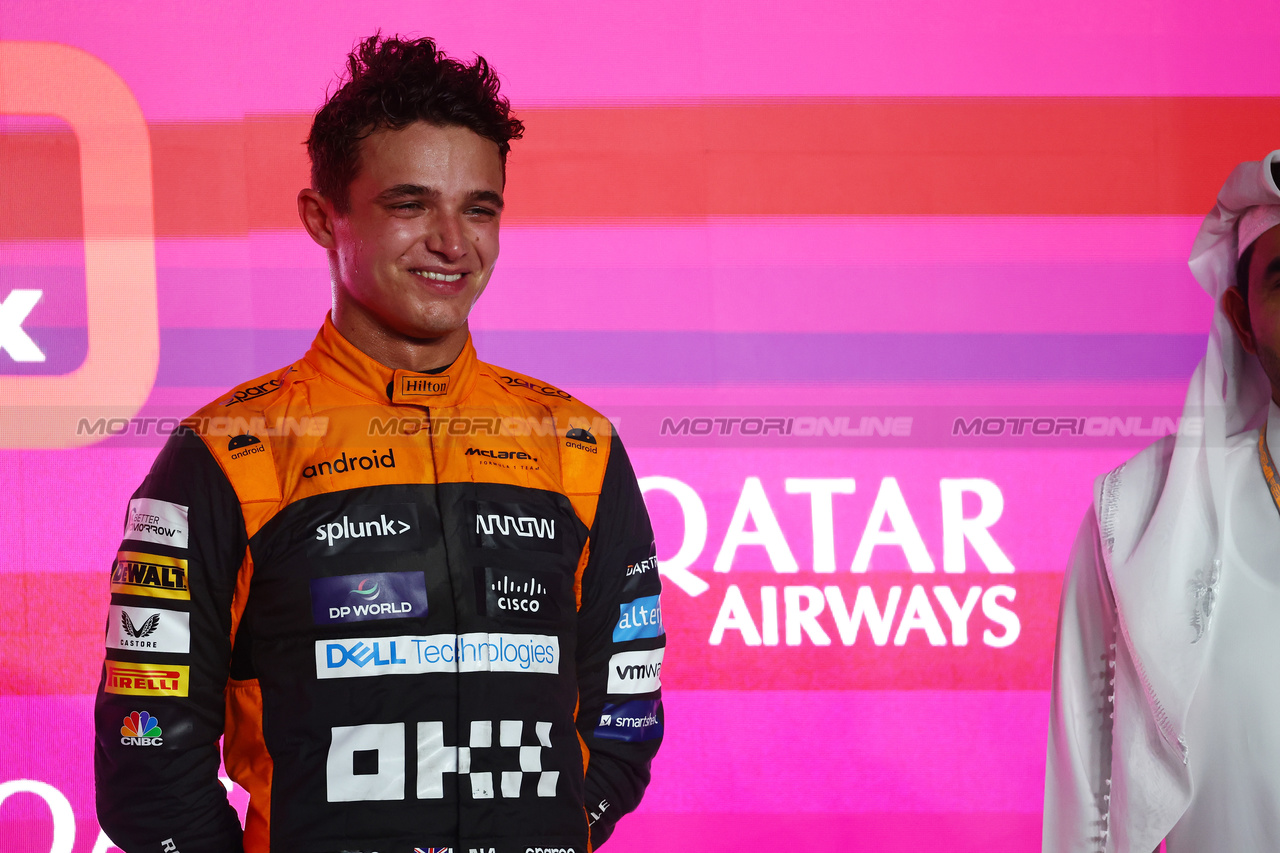 GP QATAR, 3rd place  Lando Norris (GBR) McLaren.
08.10.2023. Formula 1 World Championship, Rd 18, Qatar Grand Prix, Doha, Qatar, Gara Day.
- www.xpbimages.com, EMail: requests@xpbimages.com © Copyright: Batchelor / XPB Images