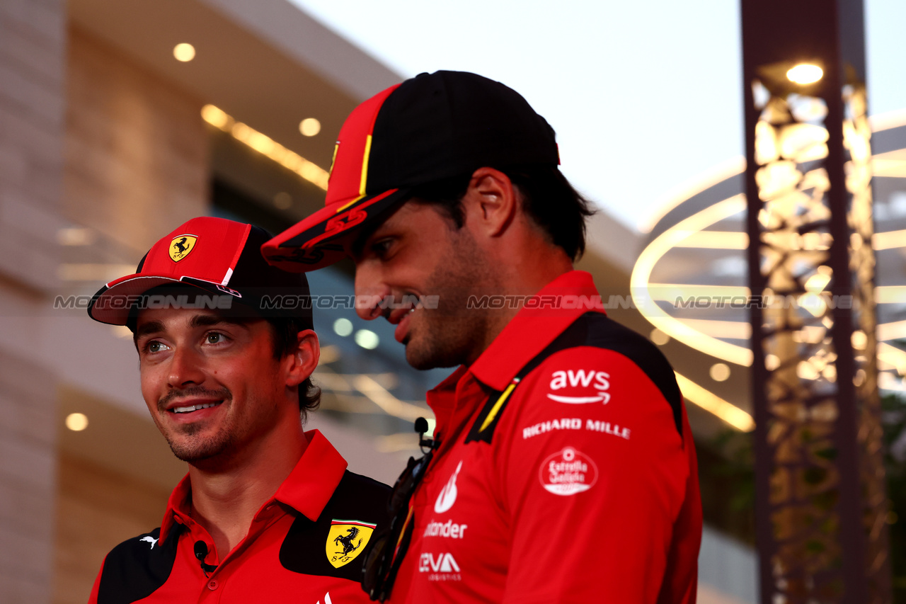 GP QATAR, (L to R): Charles Leclerc (MON) Ferrari with team mate Carlos Sainz Jr (ESP) Ferrari.

05.10.2023. Formula 1 World Championship, Rd 18, Qatar Grand Prix, Doha, Qatar, Preparation Day.

 - www.xpbimages.com, EMail: requests@xpbimages.com © Copyright: Coates / XPB Images