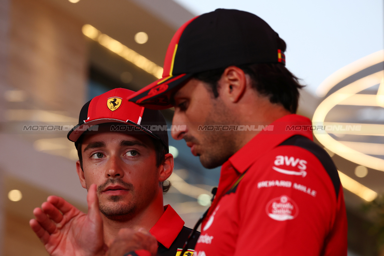 GP QATAR, (L to R): Charles Leclerc (MON) Ferrari with team mate Carlos Sainz Jr (ESP) Ferrari.

05.10.2023. Formula 1 World Championship, Rd 18, Qatar Grand Prix, Doha, Qatar, Preparation Day.

 - www.xpbimages.com, EMail: requests@xpbimages.com © Copyright: Coates / XPB Images