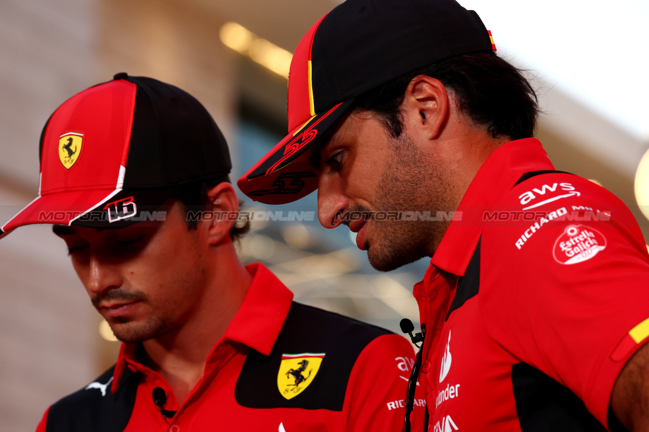 GP QATAR, (L to R): Charles Leclerc (MON) Ferrari with team mate Carlos Sainz Jr (ESP) Ferrari.

05.10.2023. Formula 1 World Championship, Rd 18, Qatar Grand Prix, Doha, Qatar, Preparation Day.

 - www.xpbimages.com, EMail: requests@xpbimages.com © Copyright: Coates / XPB Images