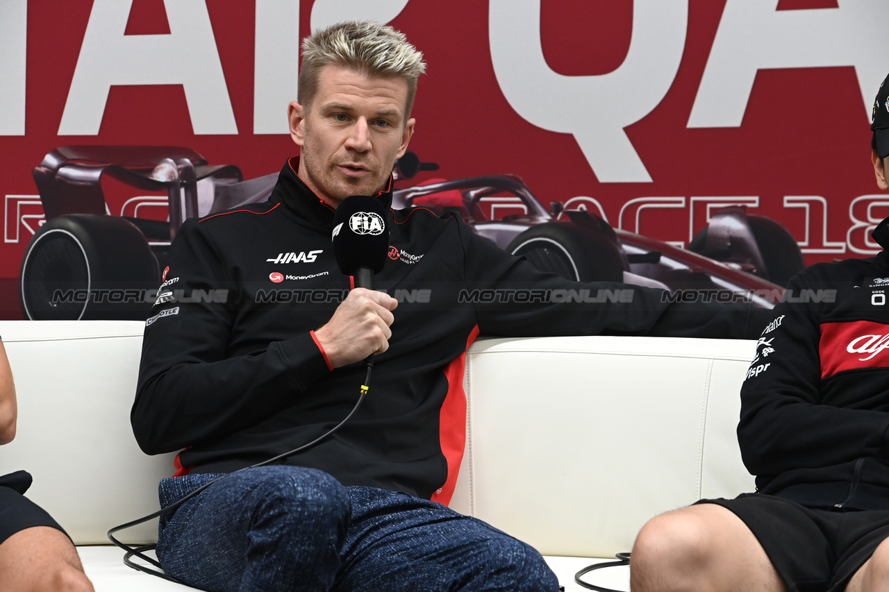 GP QATAR, Nico Hulkenberg (GER) Haas F1 Team in the FIA Press Conference.

05.10.2023. Formula 1 World Championship, Rd 18, Qatar Grand Prix, Doha, Qatar, Preparation Day.

- www.xpbimages.com, EMail: requests@xpbimages.com © Copyright: XPB Images