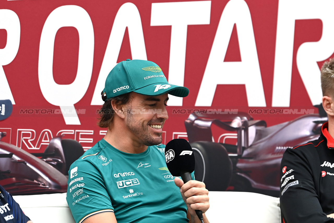 GP QATAR, Fernando Alonso (ESP) Aston Martin F1 Team in the FIA Press Conference.

05.10.2023. Formula 1 World Championship, Rd 18, Qatar Grand Prix, Doha, Qatar, Preparation Day.

- www.xpbimages.com, EMail: requests@xpbimages.com © Copyright: XPB Images