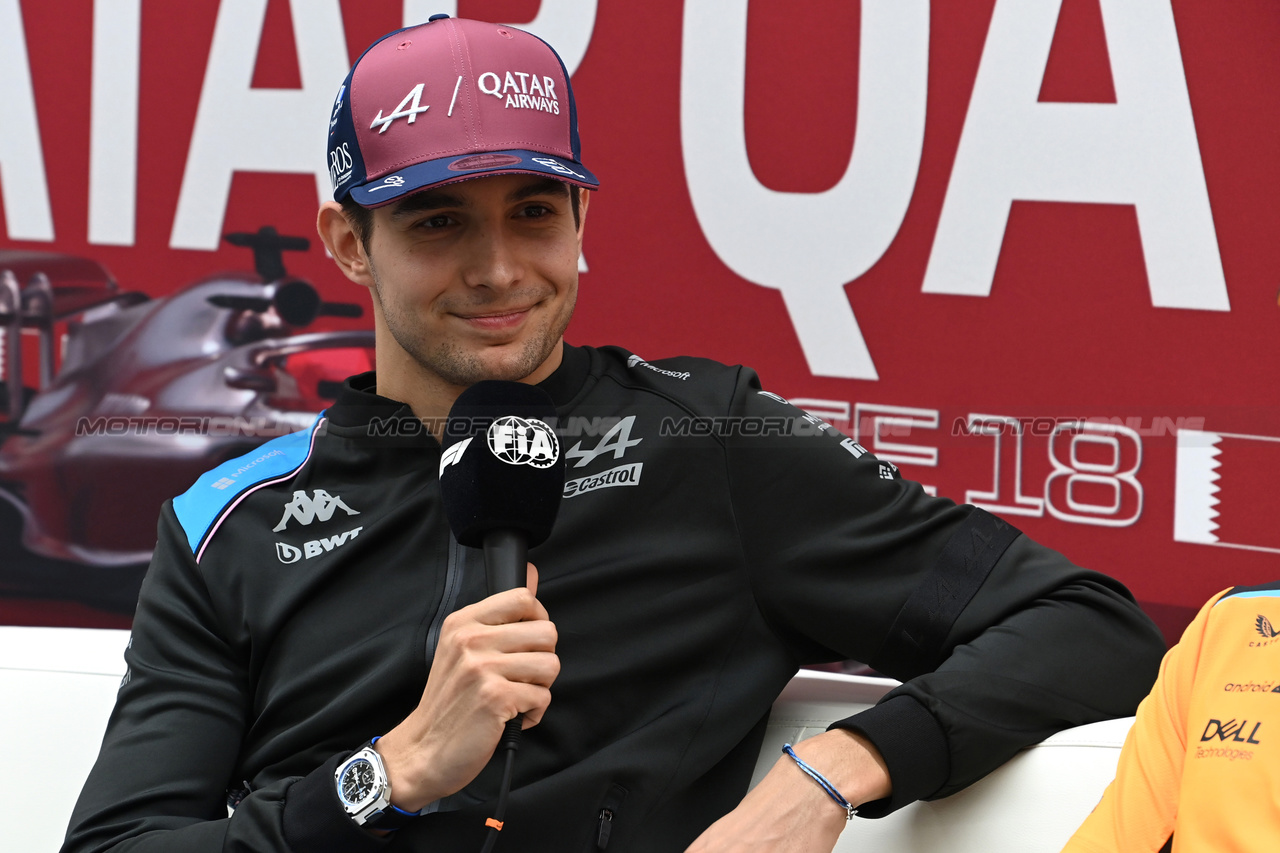 GP QATAR, Esteban Ocon (FRA) Alpine F1 Team in the FIA Press Conference.

05.10.2023. Formula 1 World Championship, Rd 18, Qatar Grand Prix, Doha, Qatar, Preparation Day.

- www.xpbimages.com, EMail: requests@xpbimages.com © Copyright: XPB Images