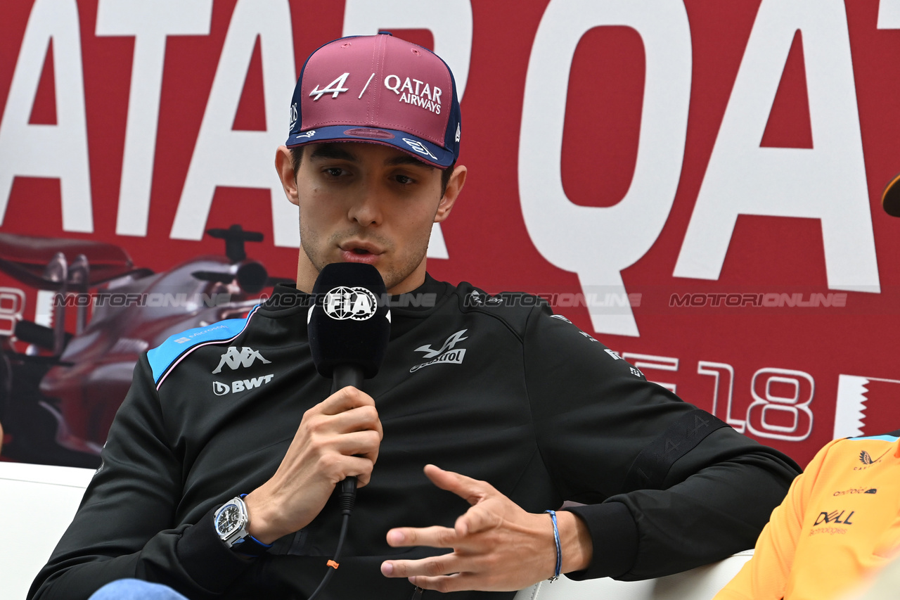 GP QATAR, Esteban Ocon (FRA) Alpine F1 Team in the FIA Press Conference.

05.10.2023. Formula 1 World Championship, Rd 18, Qatar Grand Prix, Doha, Qatar, Preparation Day.

- www.xpbimages.com, EMail: requests@xpbimages.com © Copyright: XPB Images