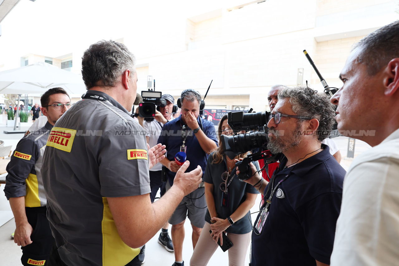 GP QATAR, Mario Isola (ITA) Pirelli Racing Manager with the media.

07.10.2023. Formula 1 World Championship, Rd 18, Qatar Grand Prix, Doha, Qatar, Sprint Day.

- www.xpbimages.com, EMail: requests@xpbimages.com © Copyright: Moy / XPB Images